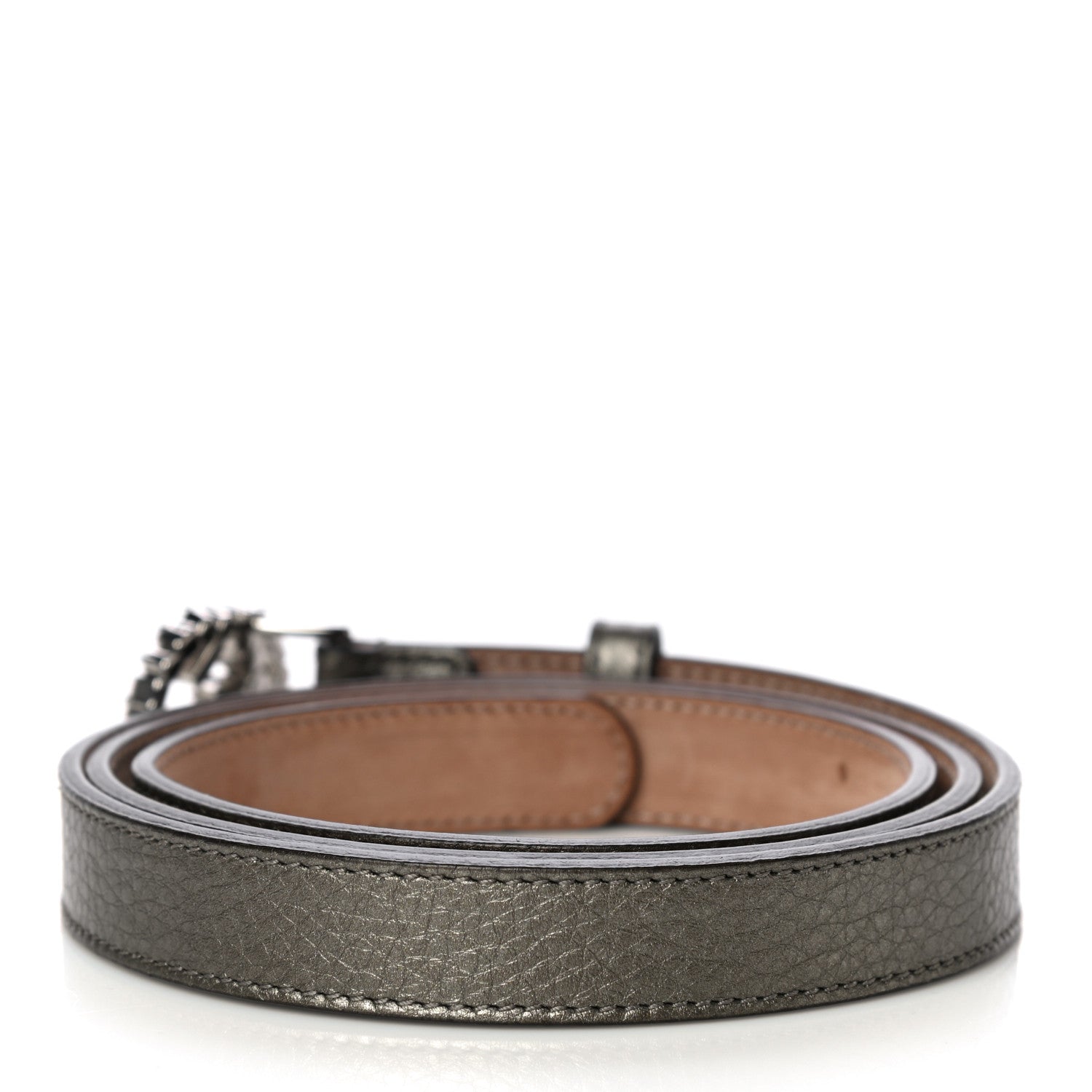 Gucci Metallic Calfskin Crystal Interlocking G Belt 100 40 Sasso 2 of 6