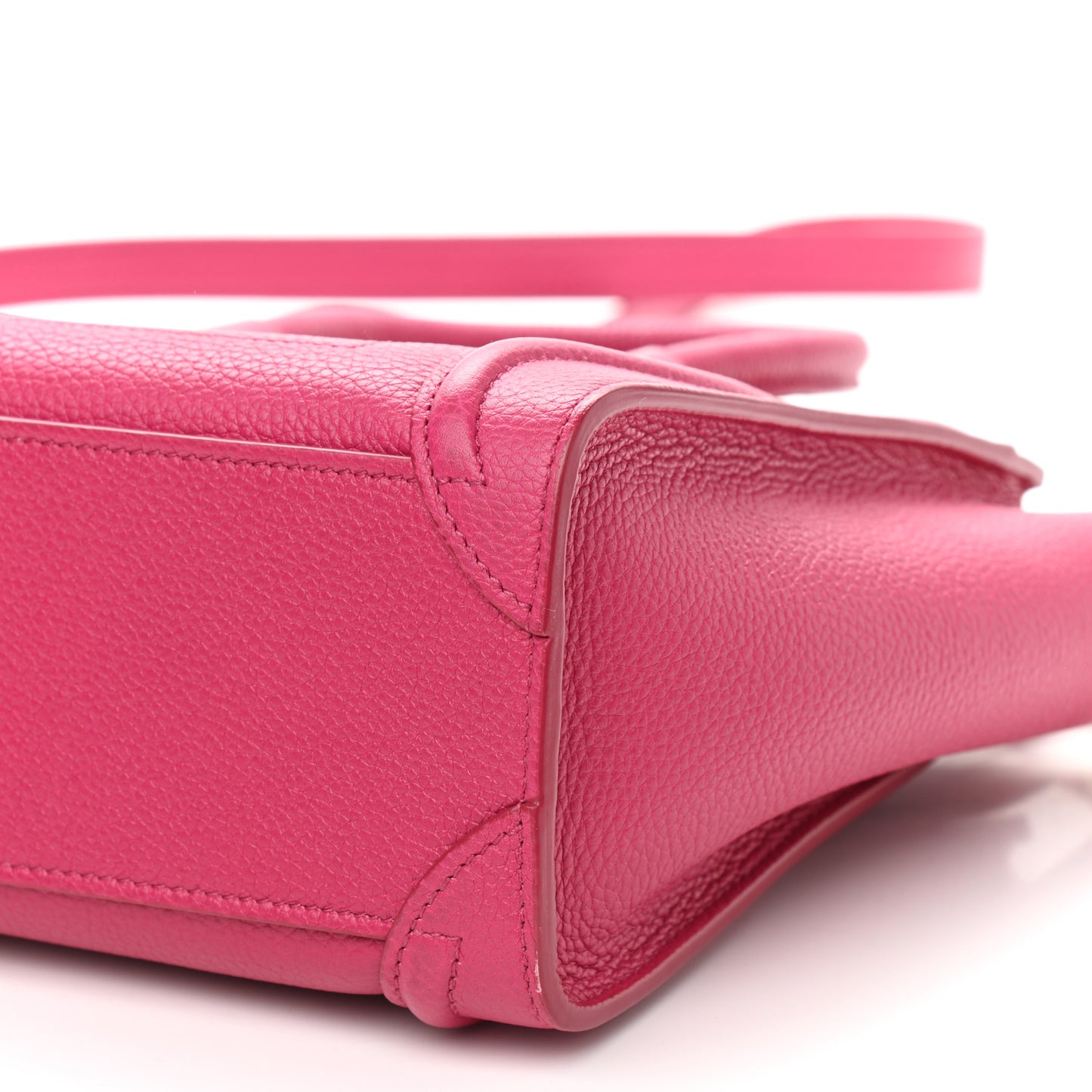 Drummed Calfskin Nano Luggage Fuchsia