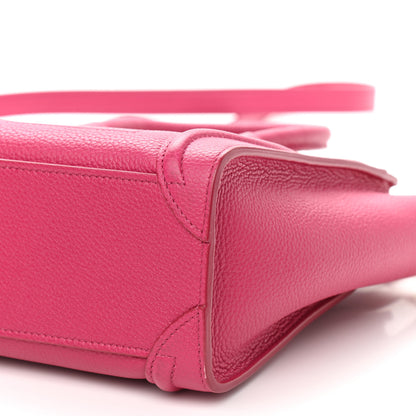Celine Drummed Calfskin Nano Luggage Fuchsia 9 of 9