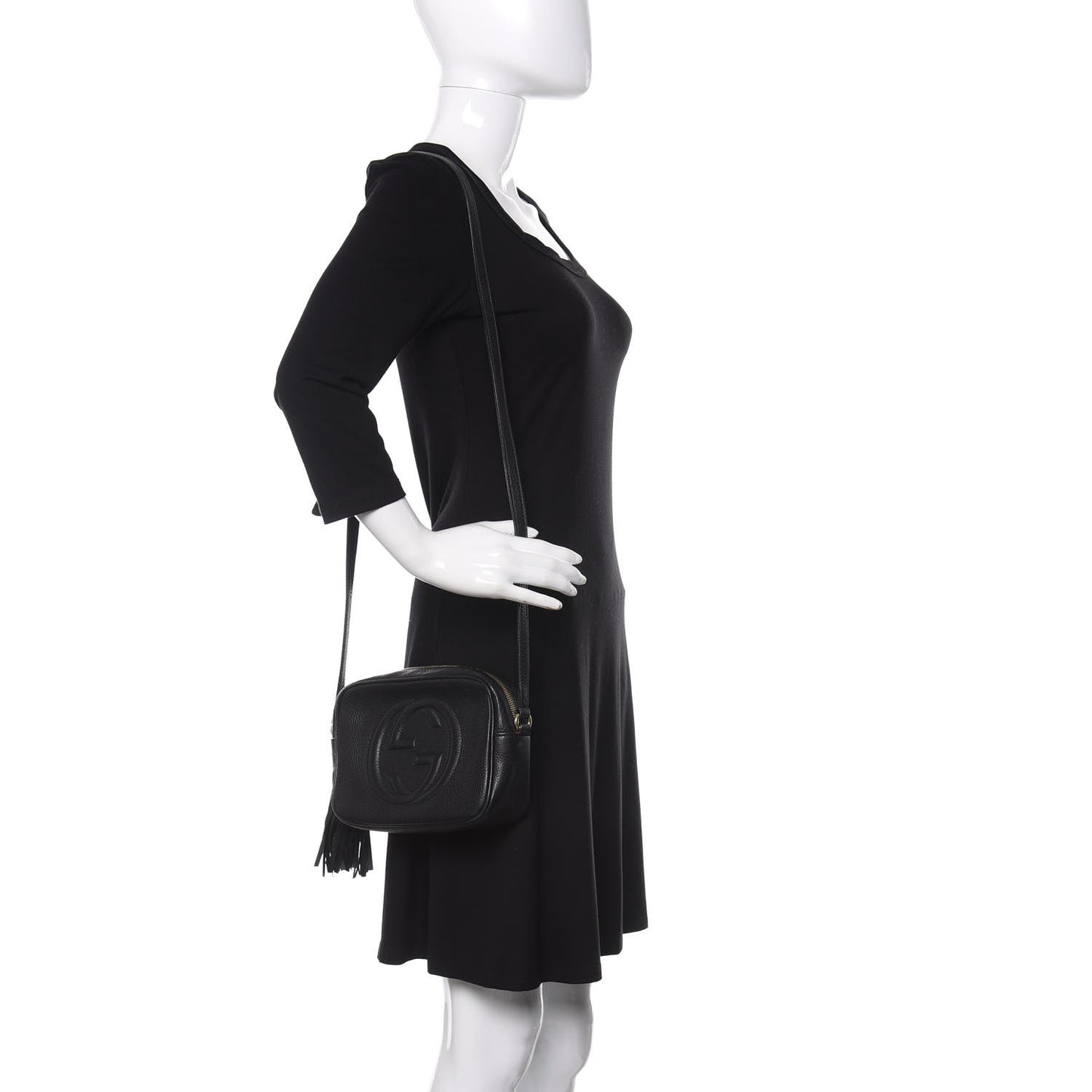 Pebbled Calfskin Small Soho Disco Bag Black