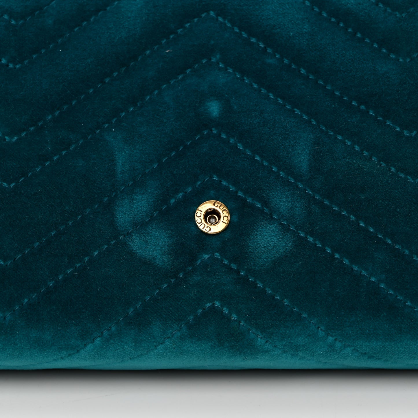 Velvet Matelasse GG Marmont Chain Wallet Pavone Cyan