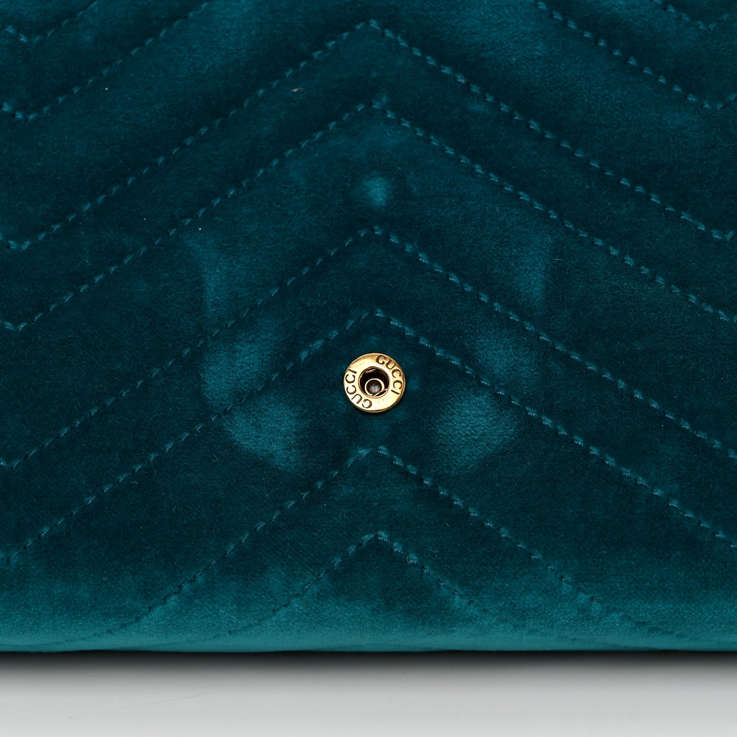 Gucci Velvet Matelasse GG Marmont Chain Wallet Pavone Cyan 11 of 11