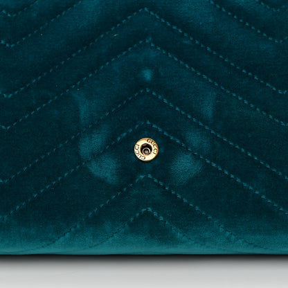 Gucci Velvet Matelasse GG Marmont Chain Wallet Pavone Cyan 11 of 11