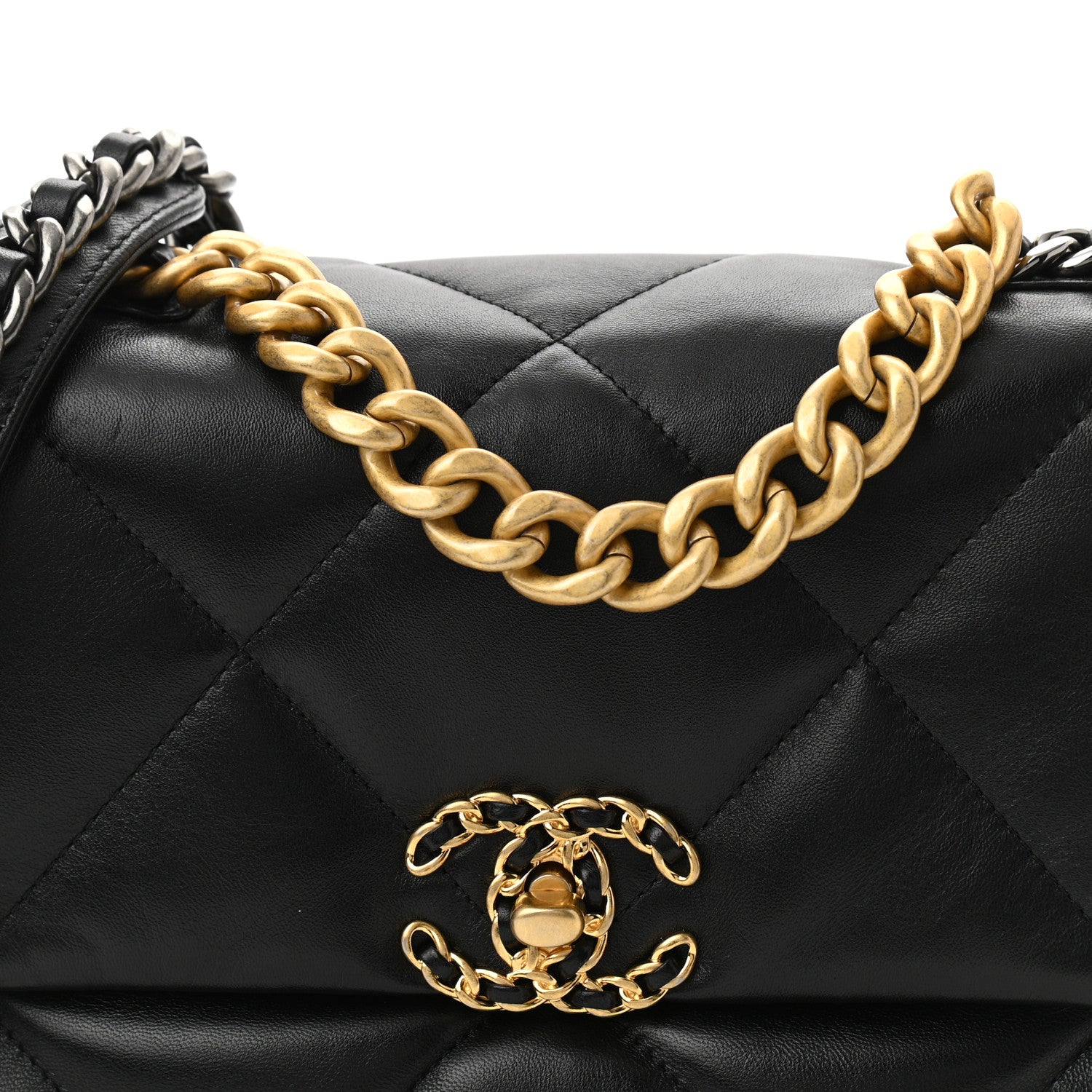 Chanel Shiny Goatskin Quilted Medium Chanel 19 Flap Black 8 of 11