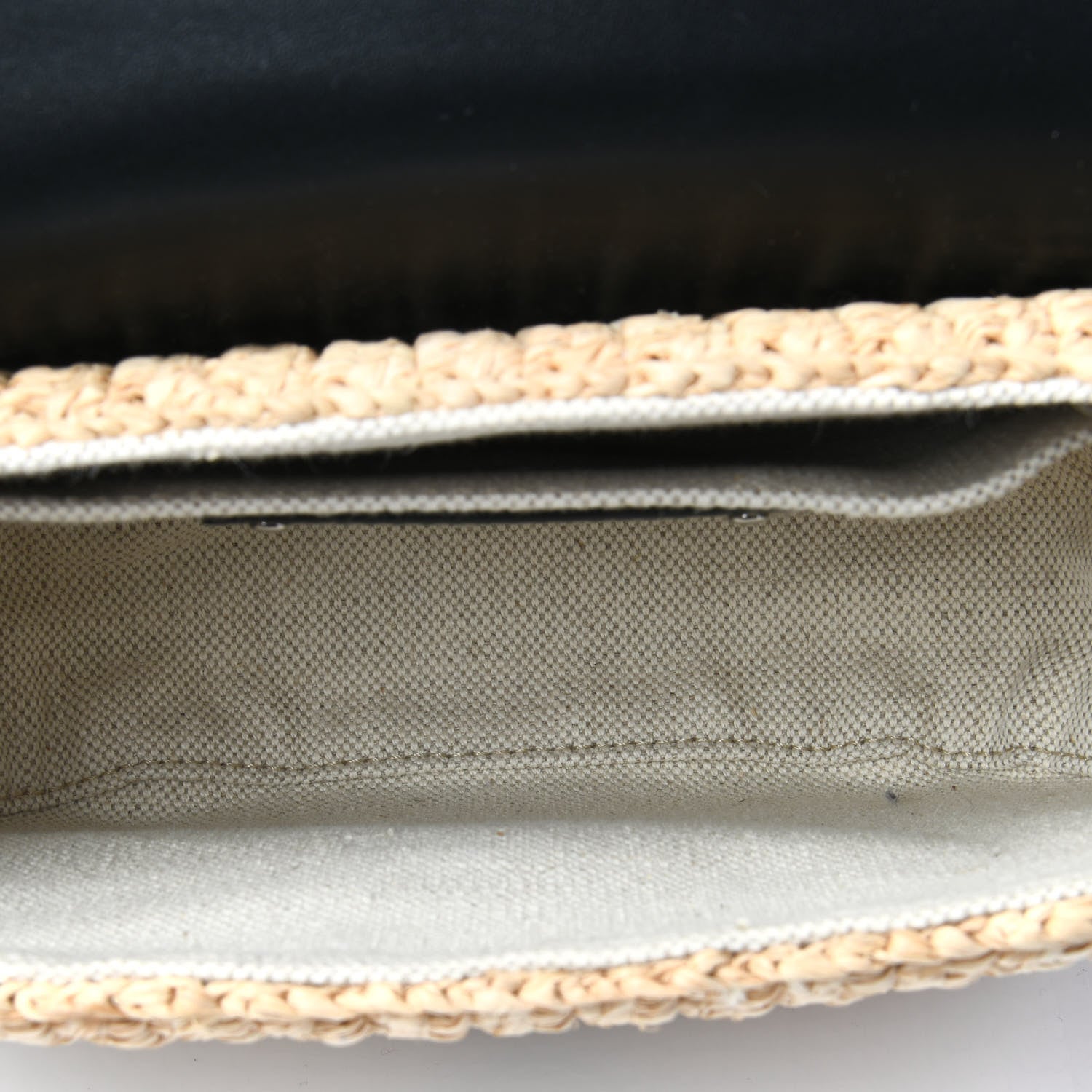 Prada Raffia Vitello Flap Shoulder Bag Naturale Black 5 of 12