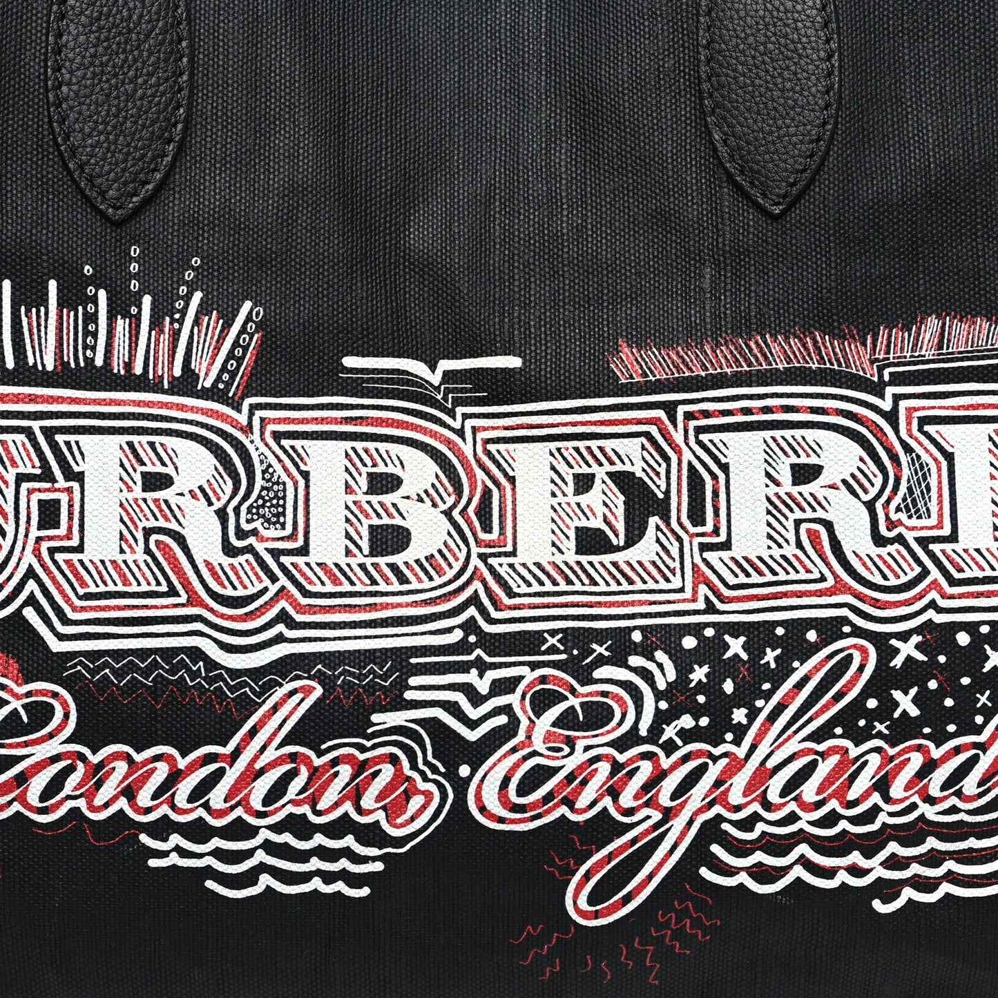 Coated Canvas Mega Check Medium Doodle Tote Black Red
