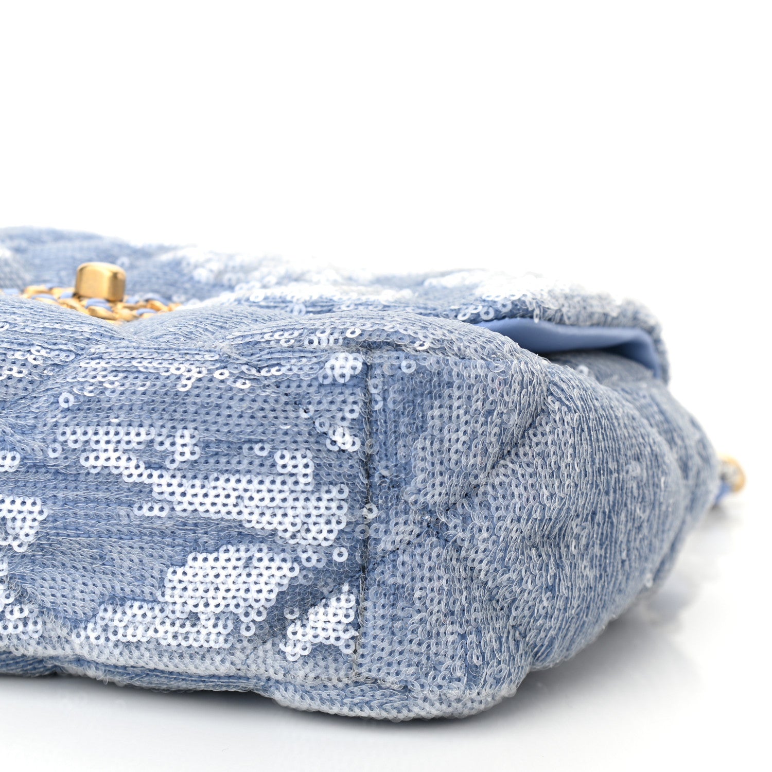 Chanel Sequin Quilted Medium Chanel 19 Flap Light Blue 10 of 11