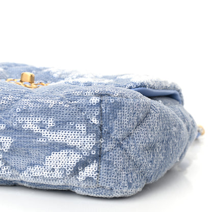 Chanel Sequin Quilted Medium Chanel 19 Flap Light Blue 10 of 11