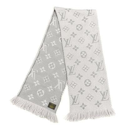 Louis Vuitton Wool Silk Logomania Scarf Pearl Grey 2 of 3