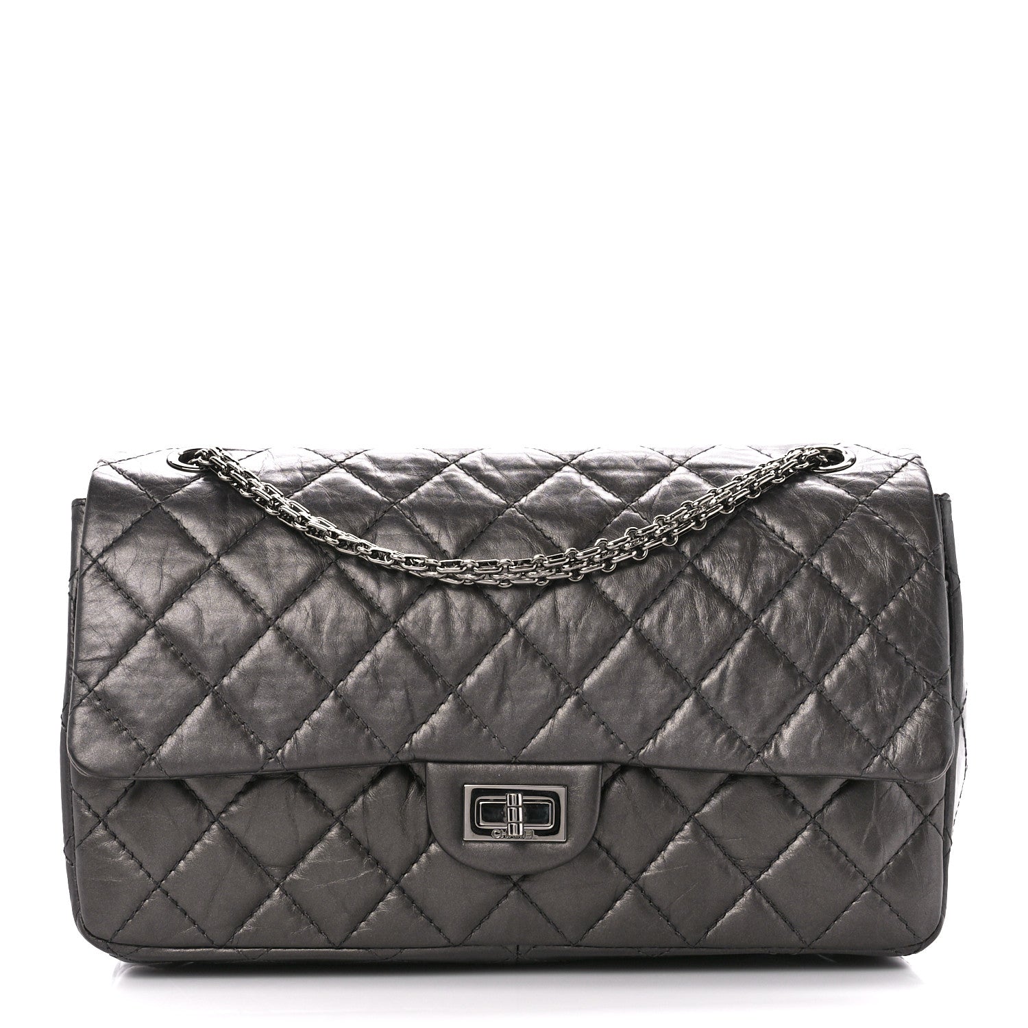 Chanel Metallic Aged Calfskin Quilted 2.55 Reissue Flap 226 Dark Grey 1 of 11
