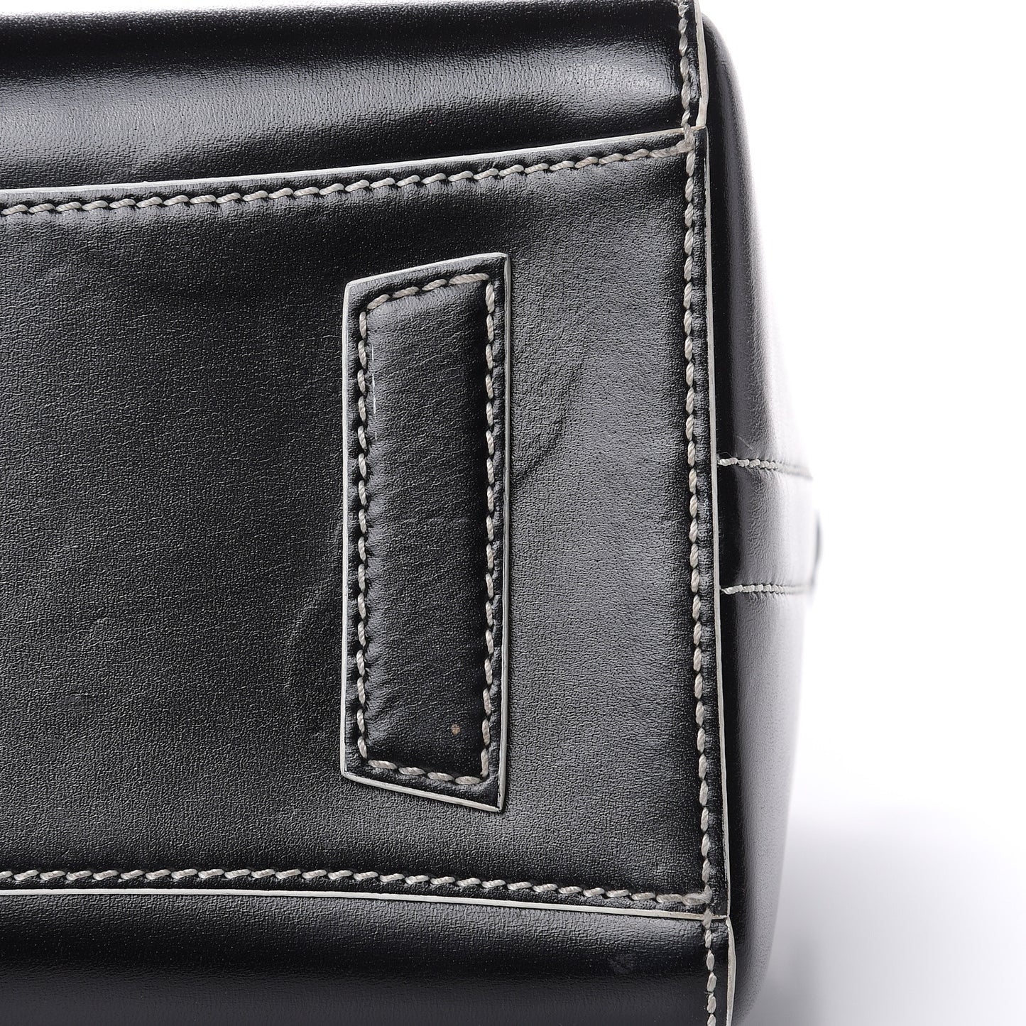 Calfskin Contrast Topstitch Small Antigona Black White