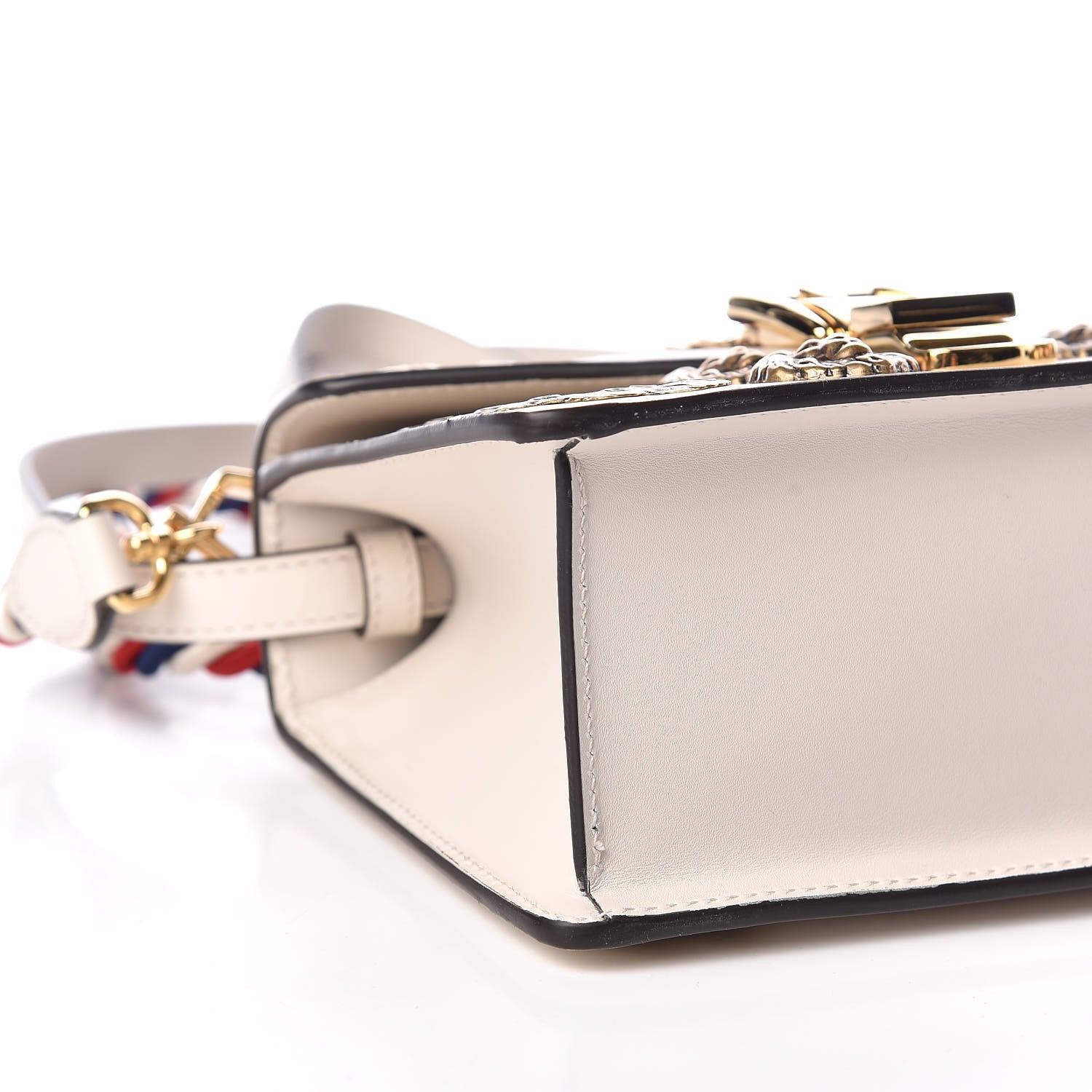 Gucci Calfskin Animal Studs Mini Sylvie Top Handle Bag White 8 of 9