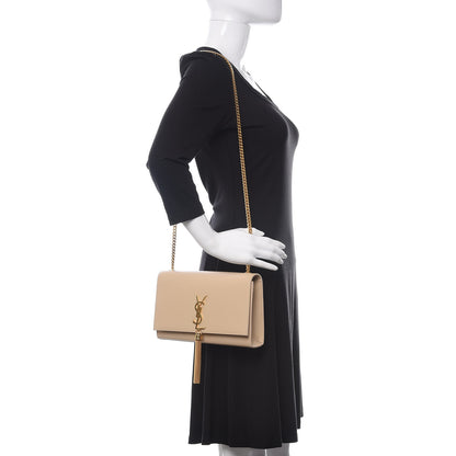 Saint Laurent Smooth Calfskin Medium Classic Monogram Kate Tassel Satchel Nude Powder 2 of 11