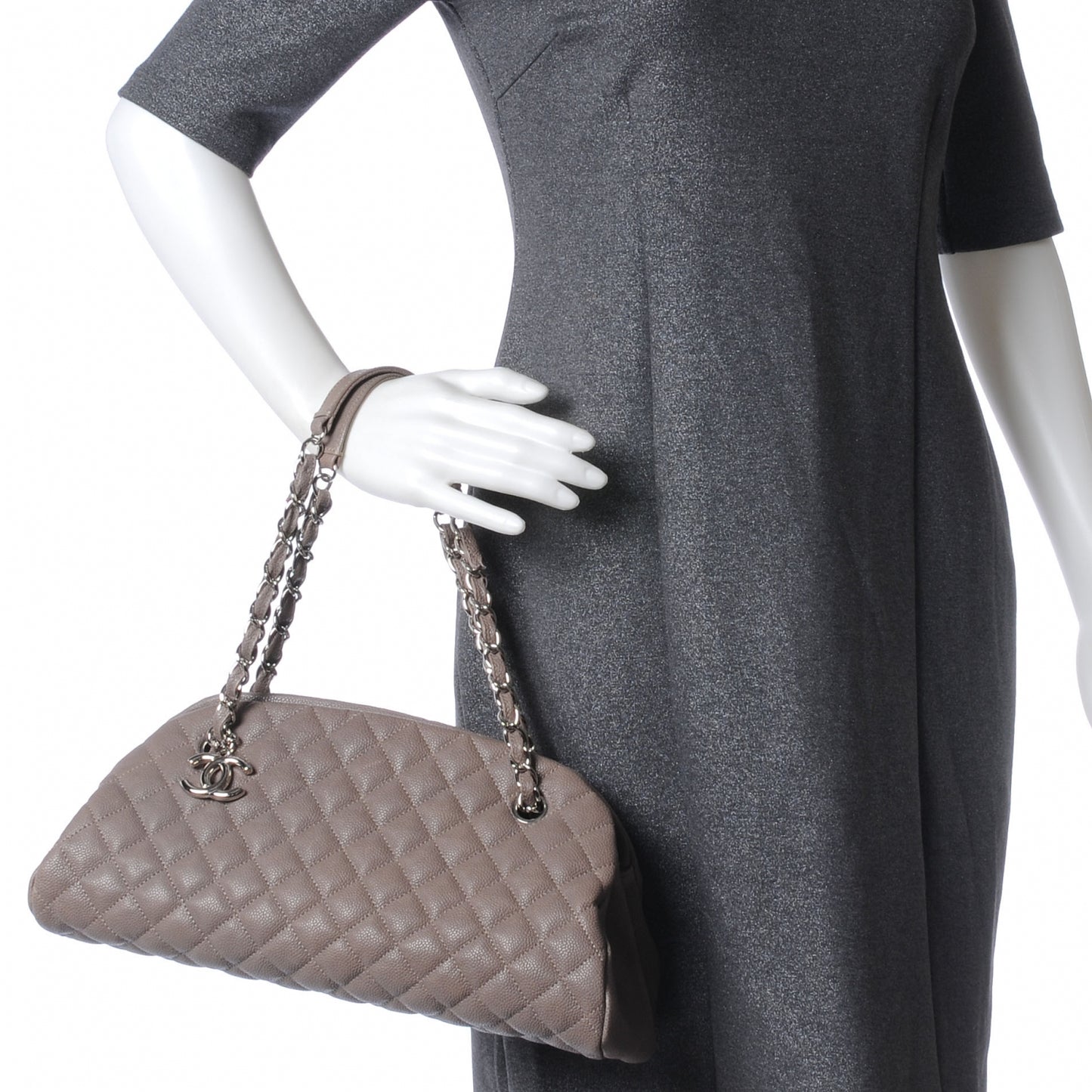 Caviar Quilted Medium Just Mademoiselle Grey