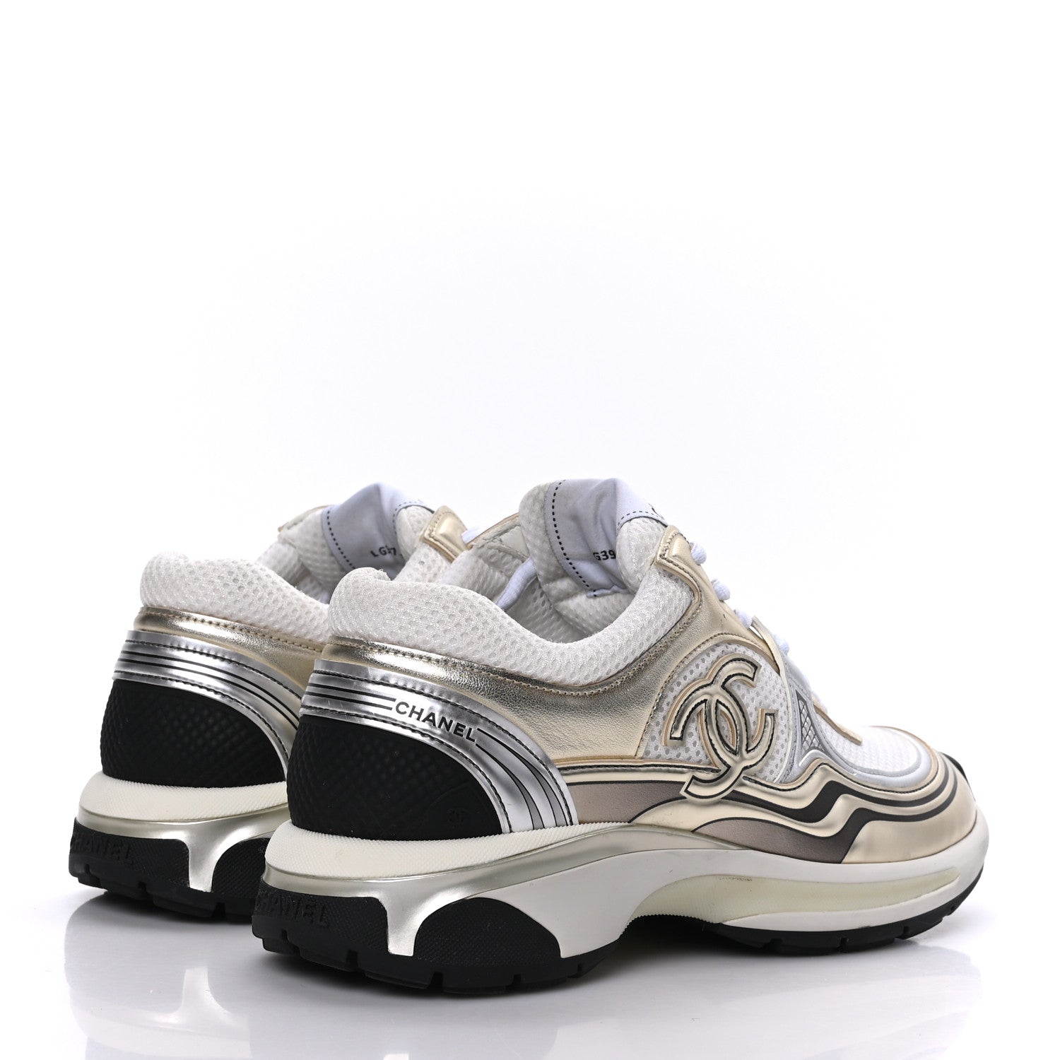 Chanel Fabric Laminated Calfskin Stretch CC Sneakers 39