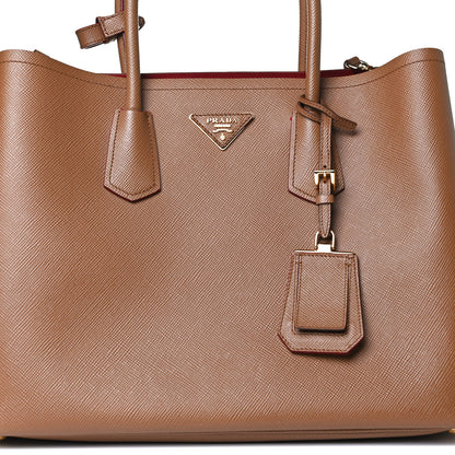Prada Saffiano Cuir Medium Double Handle Bag Caramel Fuoco 7 of 13