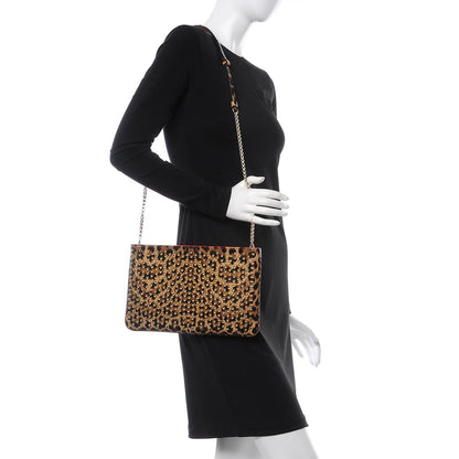 Christian Louboutin Patent Leopard Print Loubiposh Spiked Crossbody Clutch 2 of 8