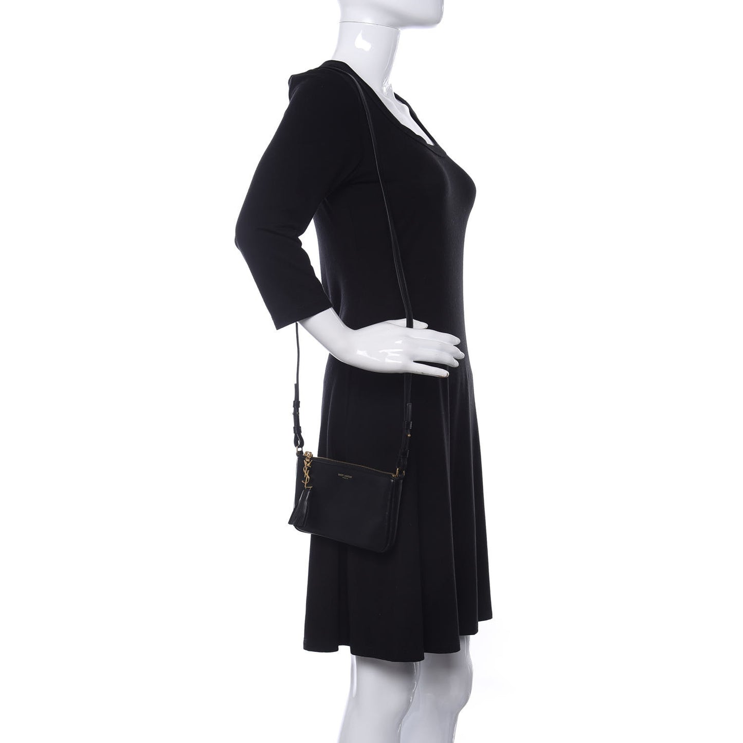 Calfskin Monogram Phone Pouch Crossbody Bag Black