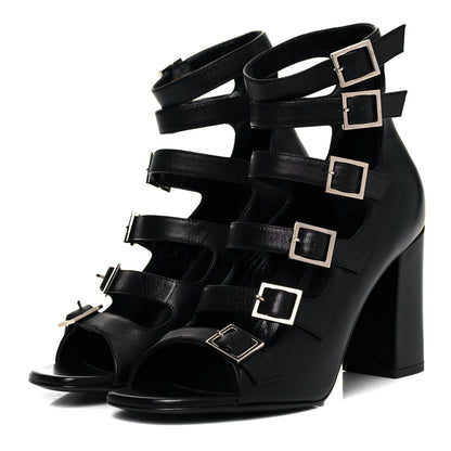 Saint Laurent Calfskin Babies 90 Multi Strap Sandal 37 Black 3 of 8