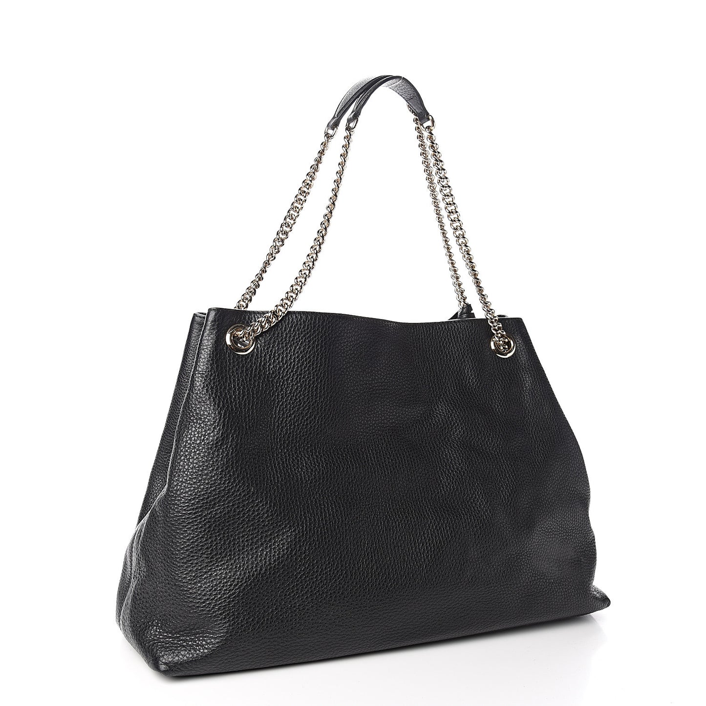 Pebbled Calfskin Large Soho Chain Shoulder Bag Black