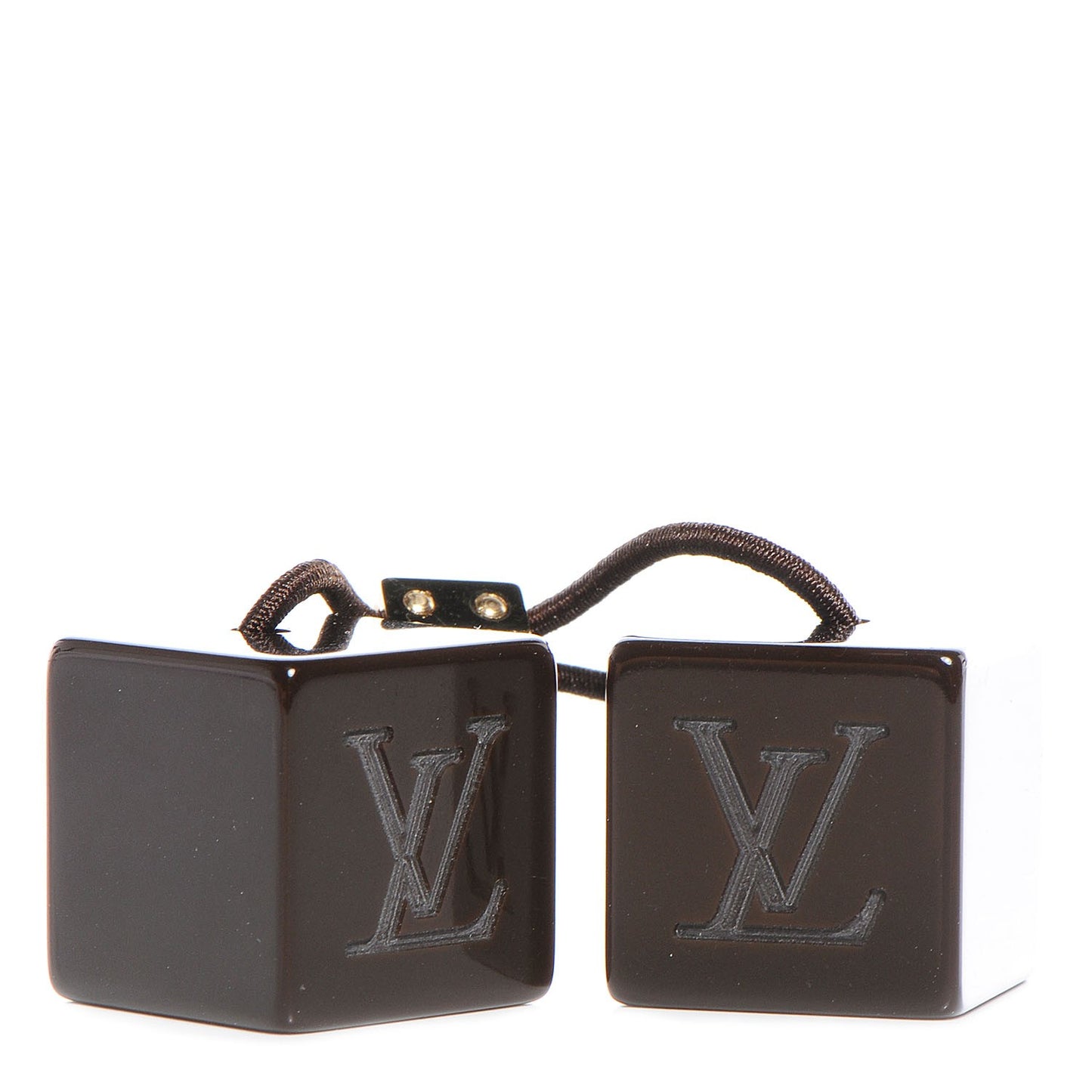 Resin LV Monogram Hair Cubes Brown