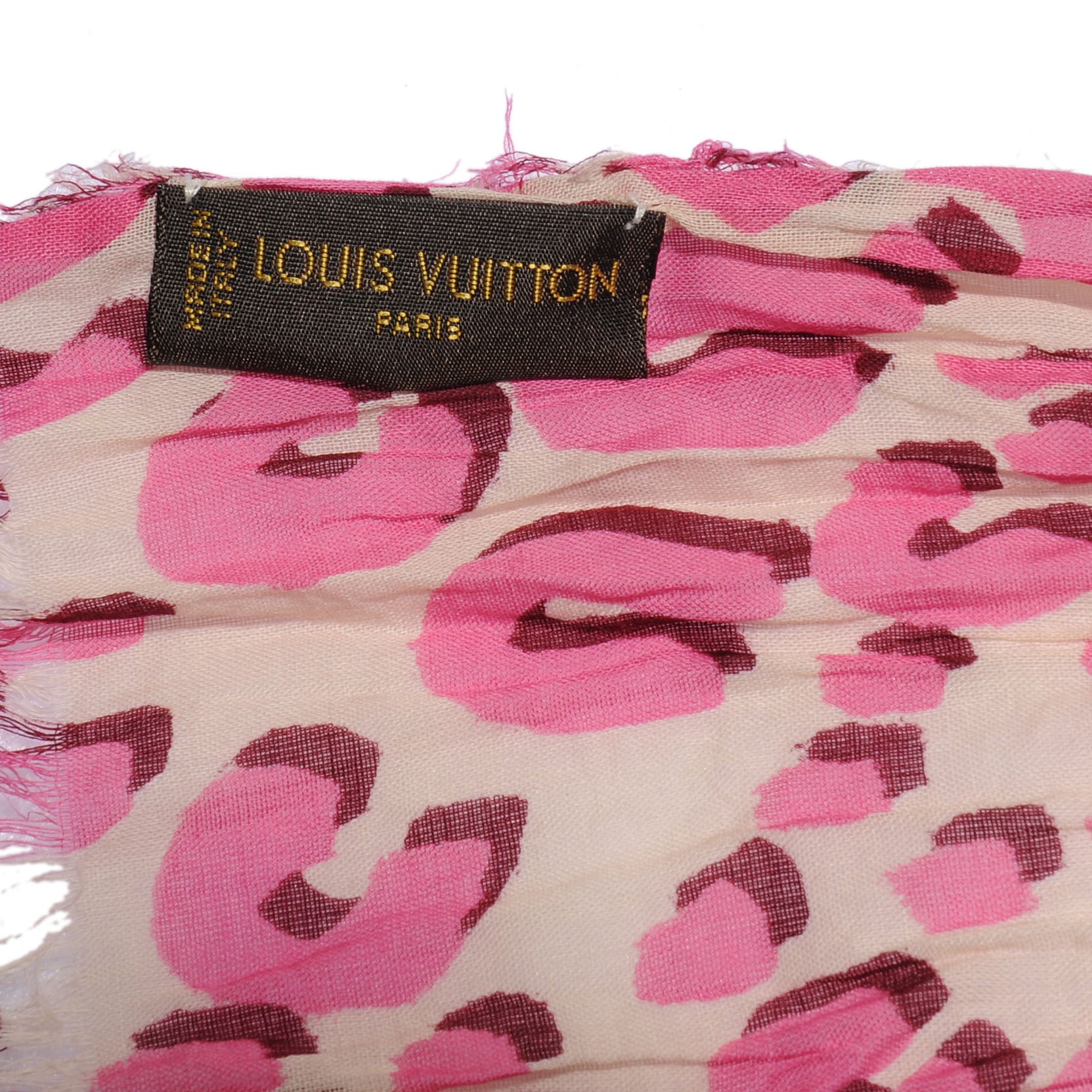 Louis Vuitton Cotton Leopard Pareo Blanc Corail 6 of 7