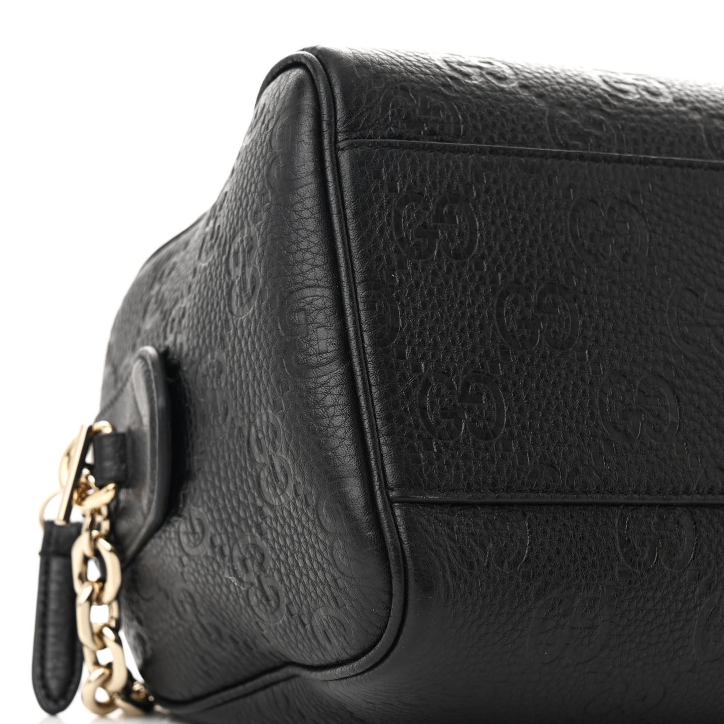 Calfskin GG Emblem Medium Boston Bag Black