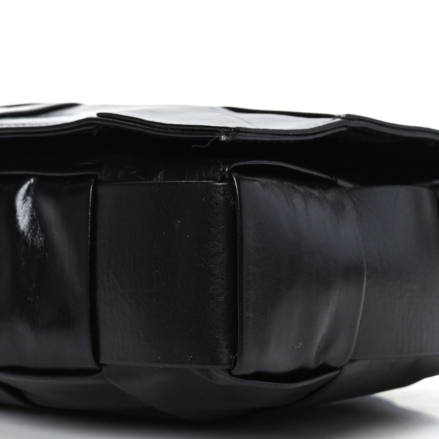 Paper Calfskin Maxi Intreccio Cassette Crossbody Bag Black