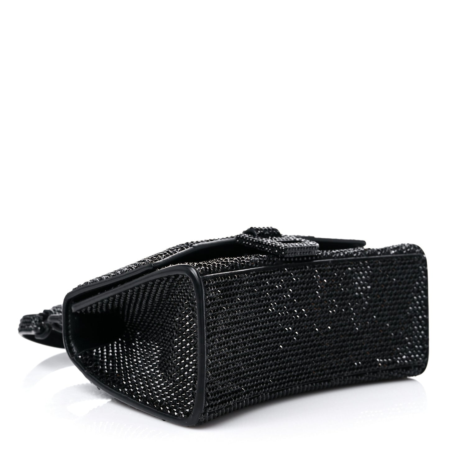 Strass Suede Hourglass Top Handle Bag XS Black Jet