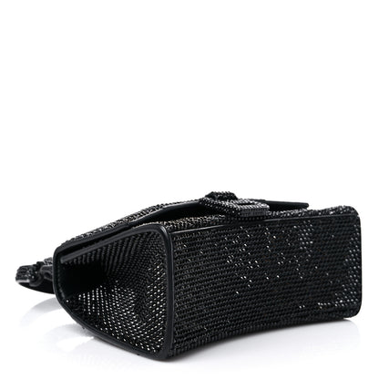 Balenciaga Strass Suede Hourglass Top Handle Bag XS Black Jet 4 of 10