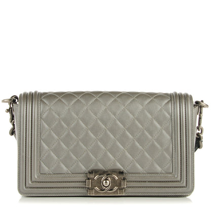 Chanel Lambskin Quilted Medium Boy Flap w Stingray Strap Silver 1 of 9