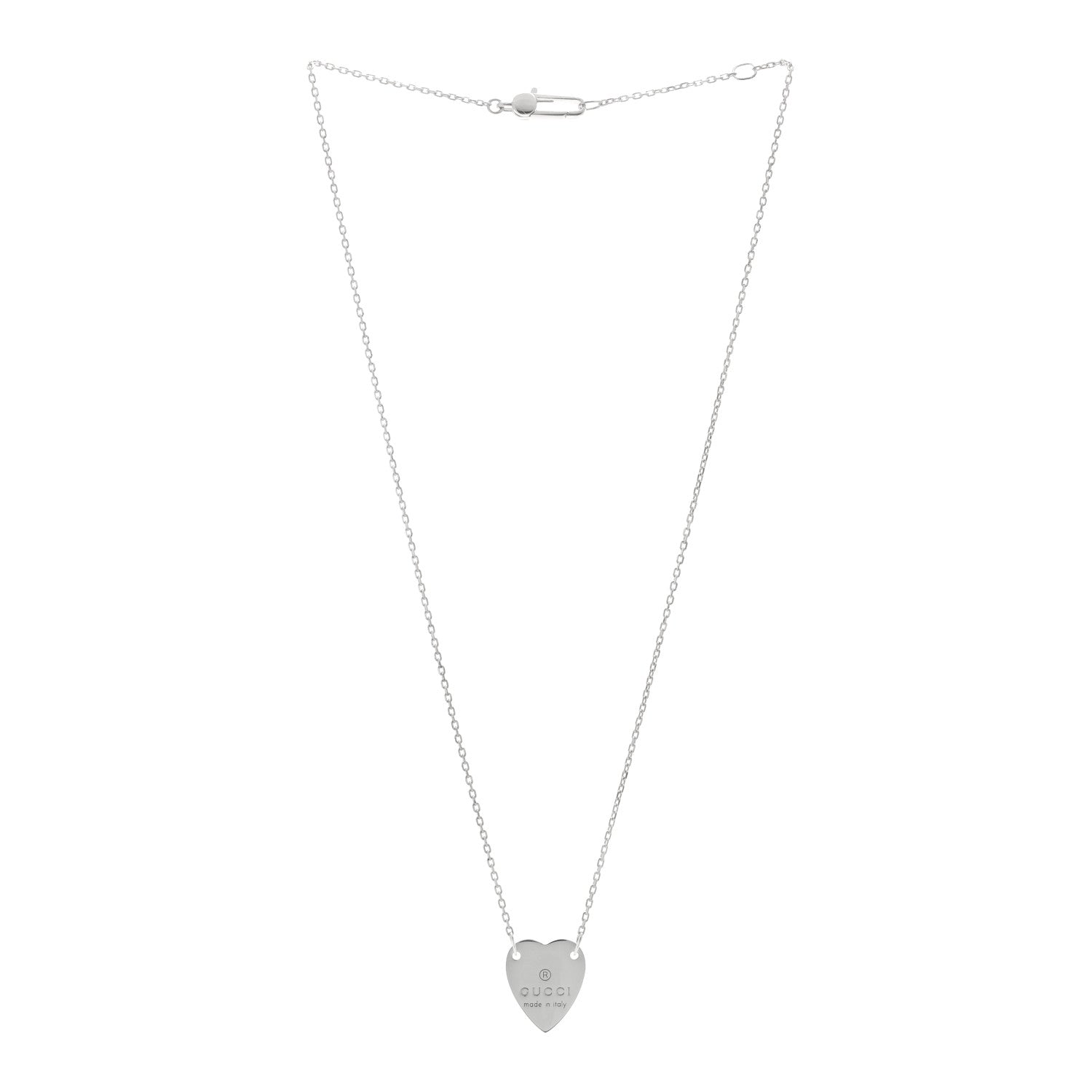 Gucci Sterling Silver Trademark Heart Pendant Necklace 2 of 3