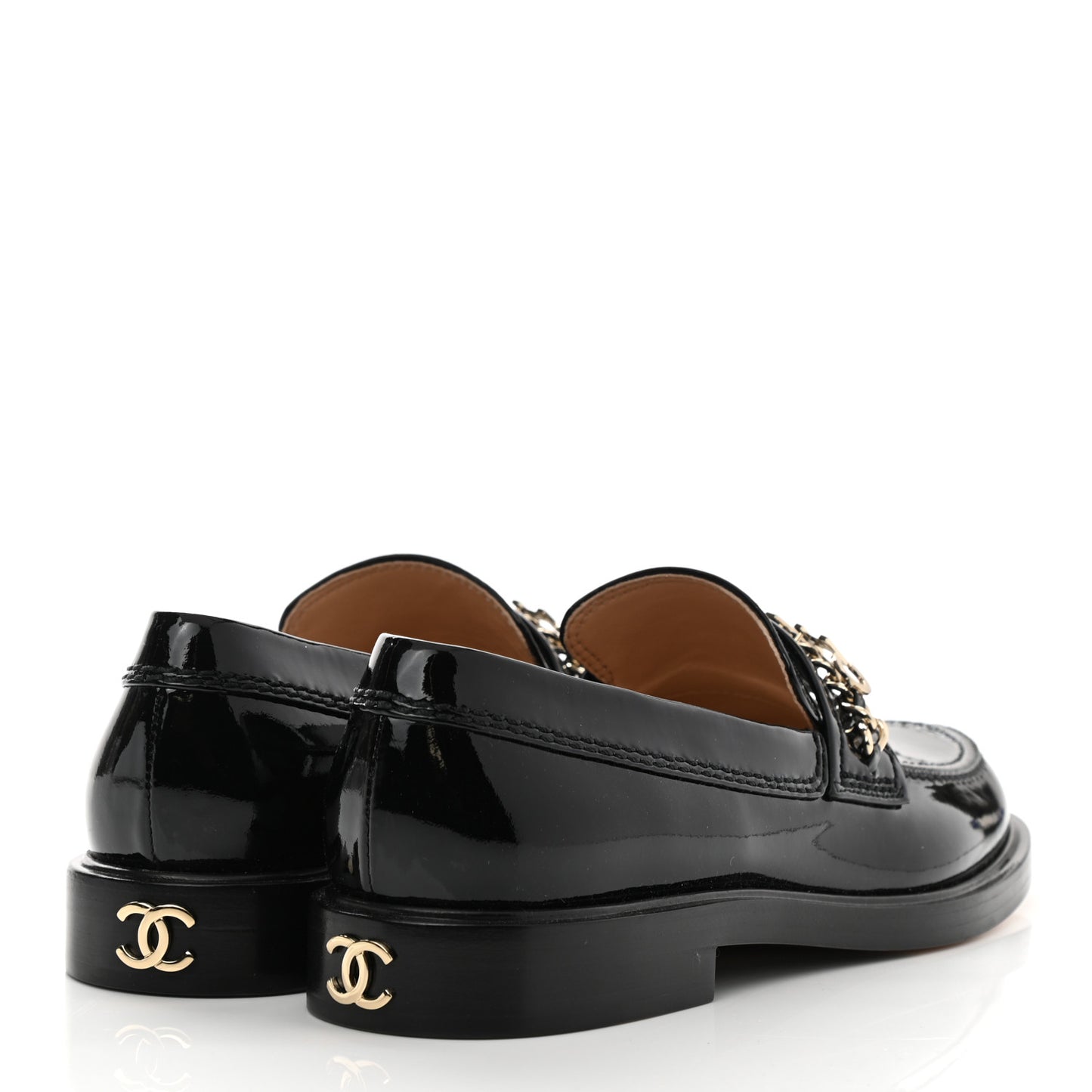 Shiny Calfskin Logo Loafers 36.5 Black