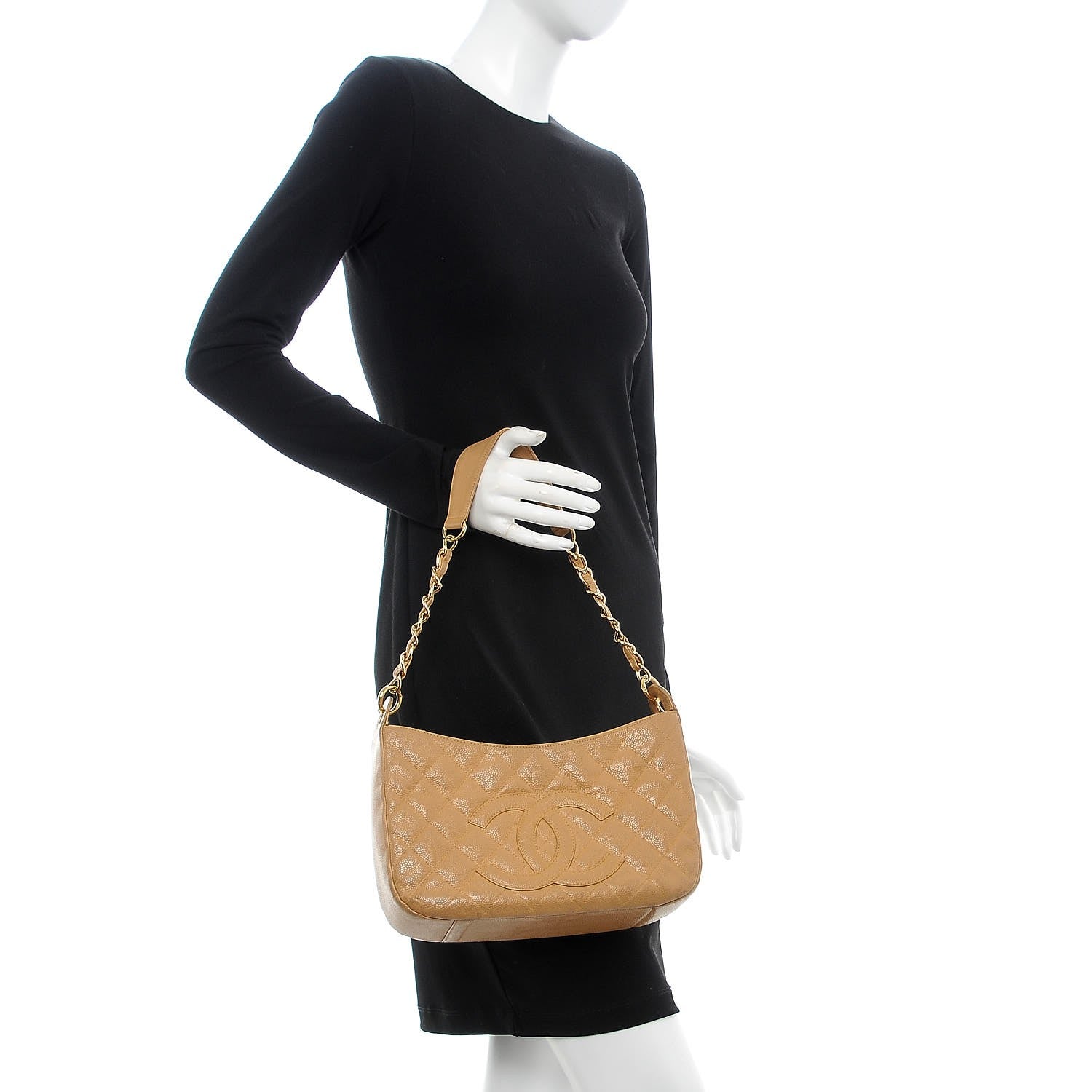 Chanel Caviar Quilted Hobo Beige 2 of 16