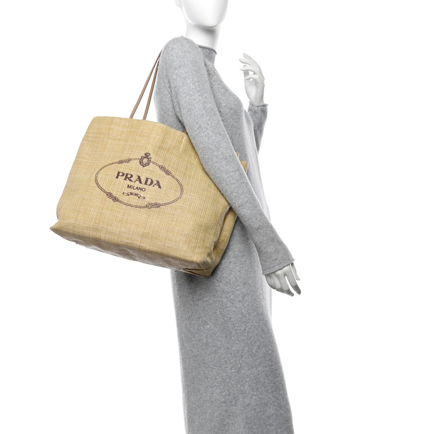 Prada Raffia Logo Tote Naturale 2 of 13