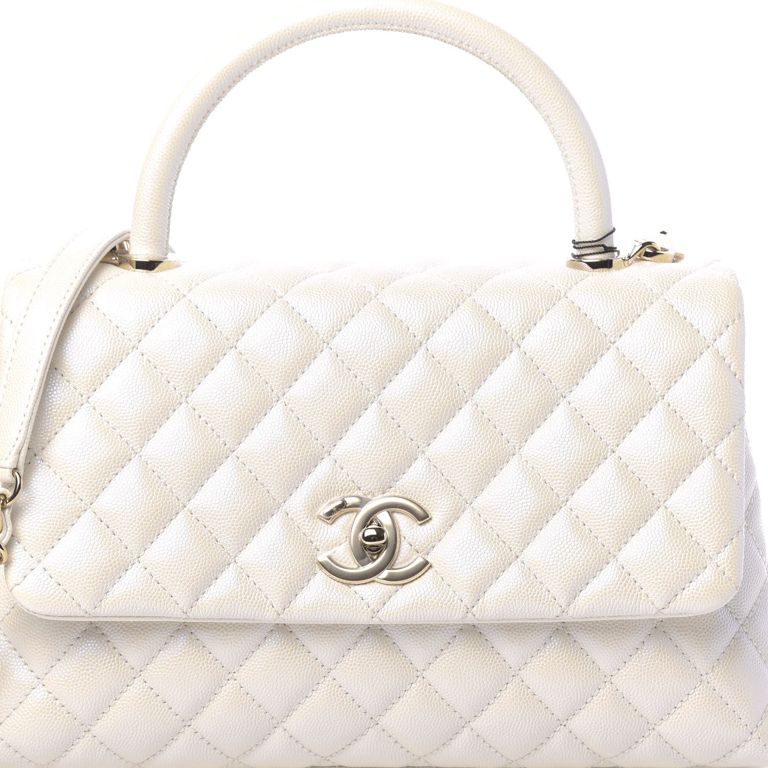 Chanel Iridescent Caviar Quilted Small Coco Handle Flap White 10 of 11