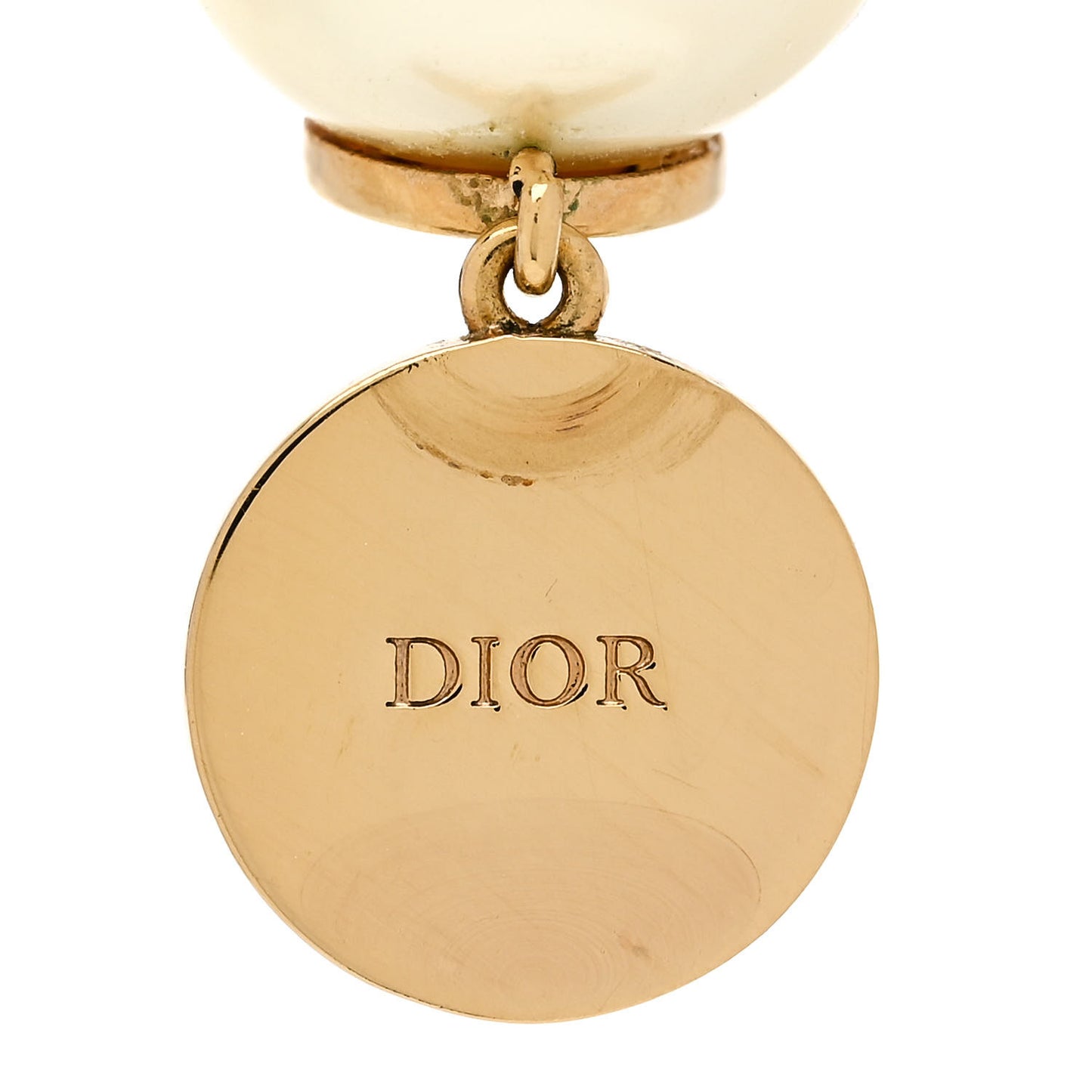 CHRISTIAN DIOR Pearl Logo Tribal Earrings Gold Black
