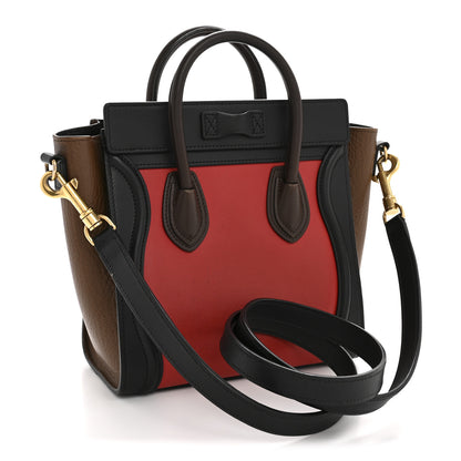 Celine Smooth Calfskin Bullhide Nano Tri-Color Luggage Bright Red 3 of 13