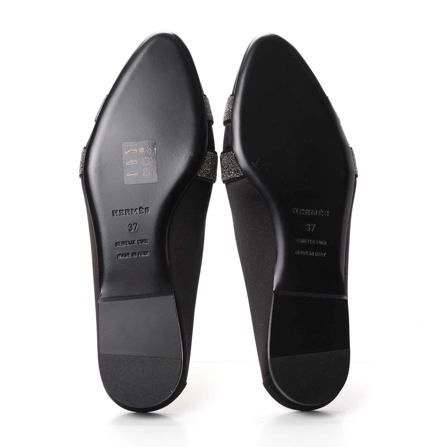 Hermes Satin Suede Goatskin Crystal Roxane Mules 37 Black 6 of 10