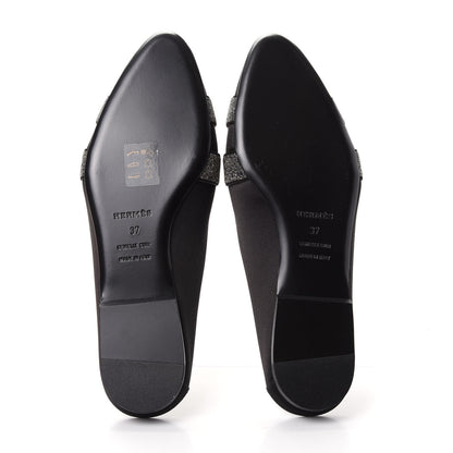 Hermes Satin Suede Goatskin Crystal Roxane Mules 37 Black 6 of 10