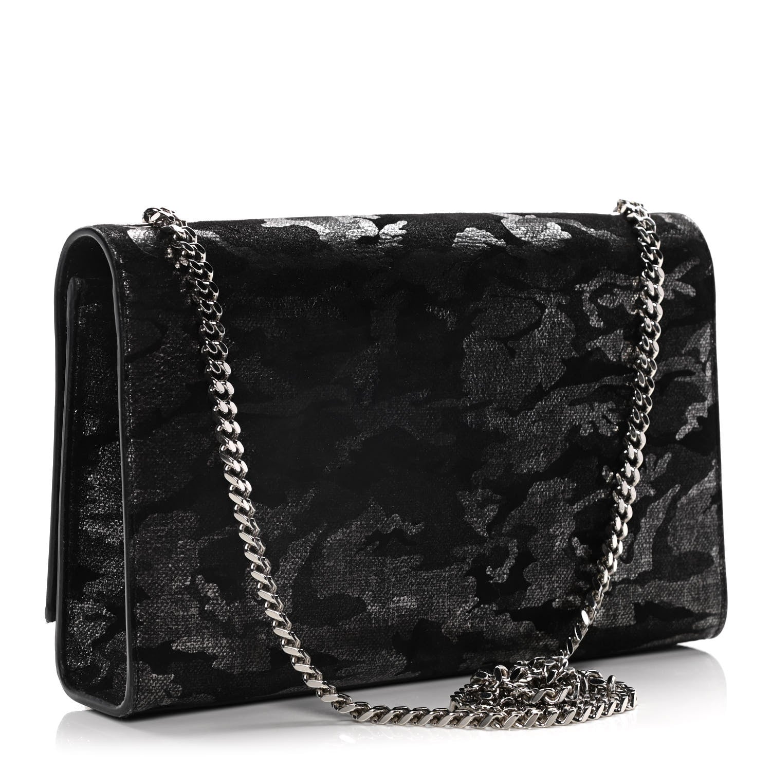 Saint Laurent Metallic Fabric Camouflage Medium Classic Monogram Kate Tassel Satchel Black 3 of 12