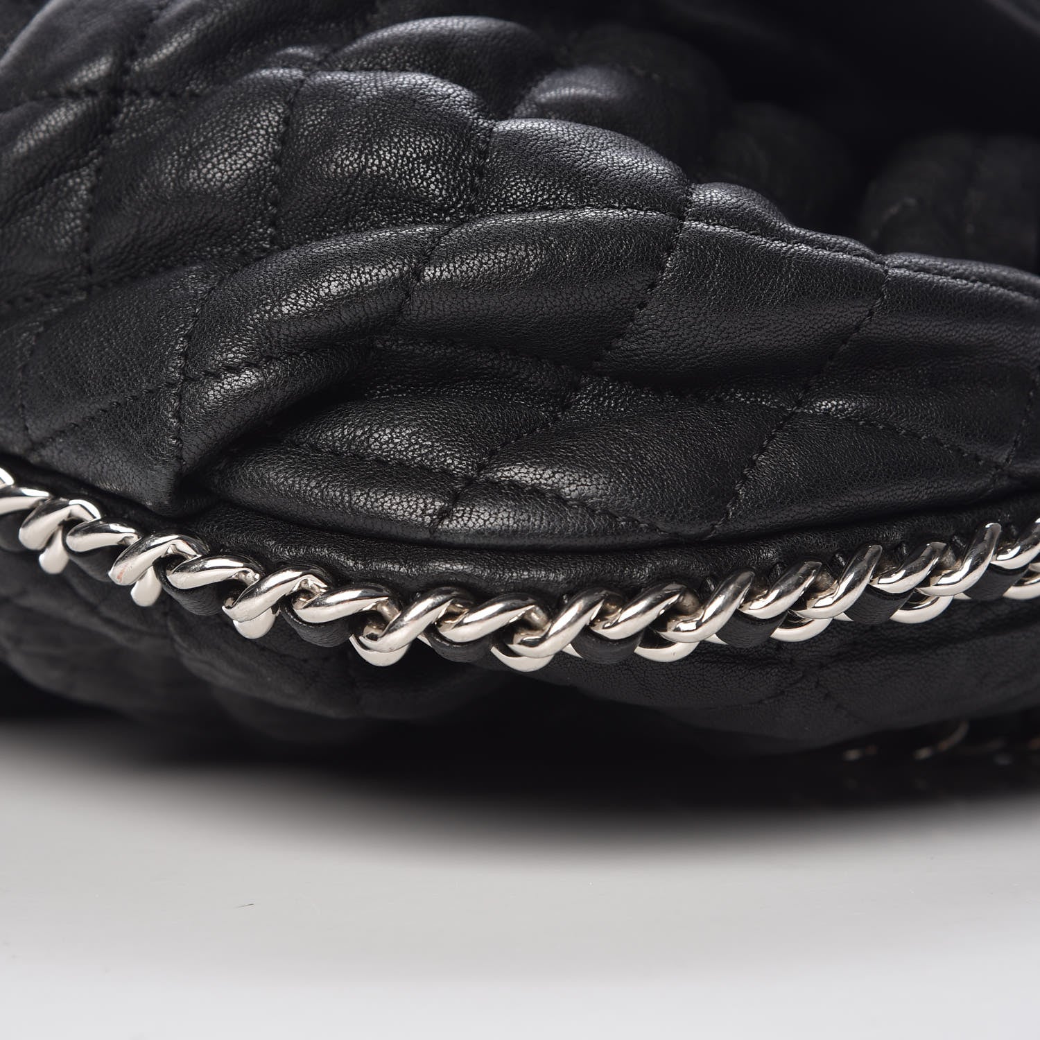 Chanel Washed Lambskin Quilted Large Chain Around Messenger Black 9 of 9