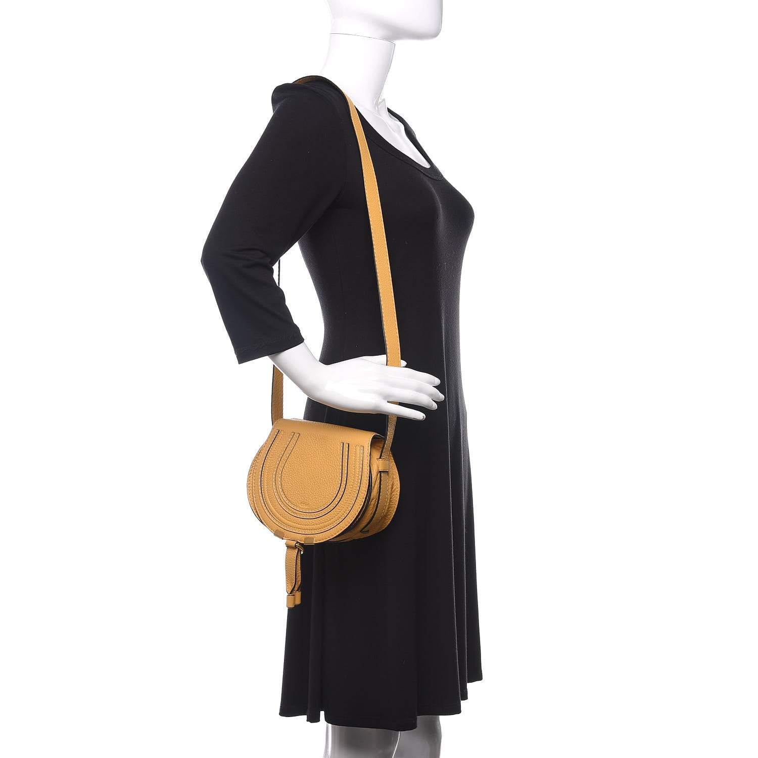 Chloe Calfskin Mini Marcie Round Crossbody Bag Honey Gold 2 of 9