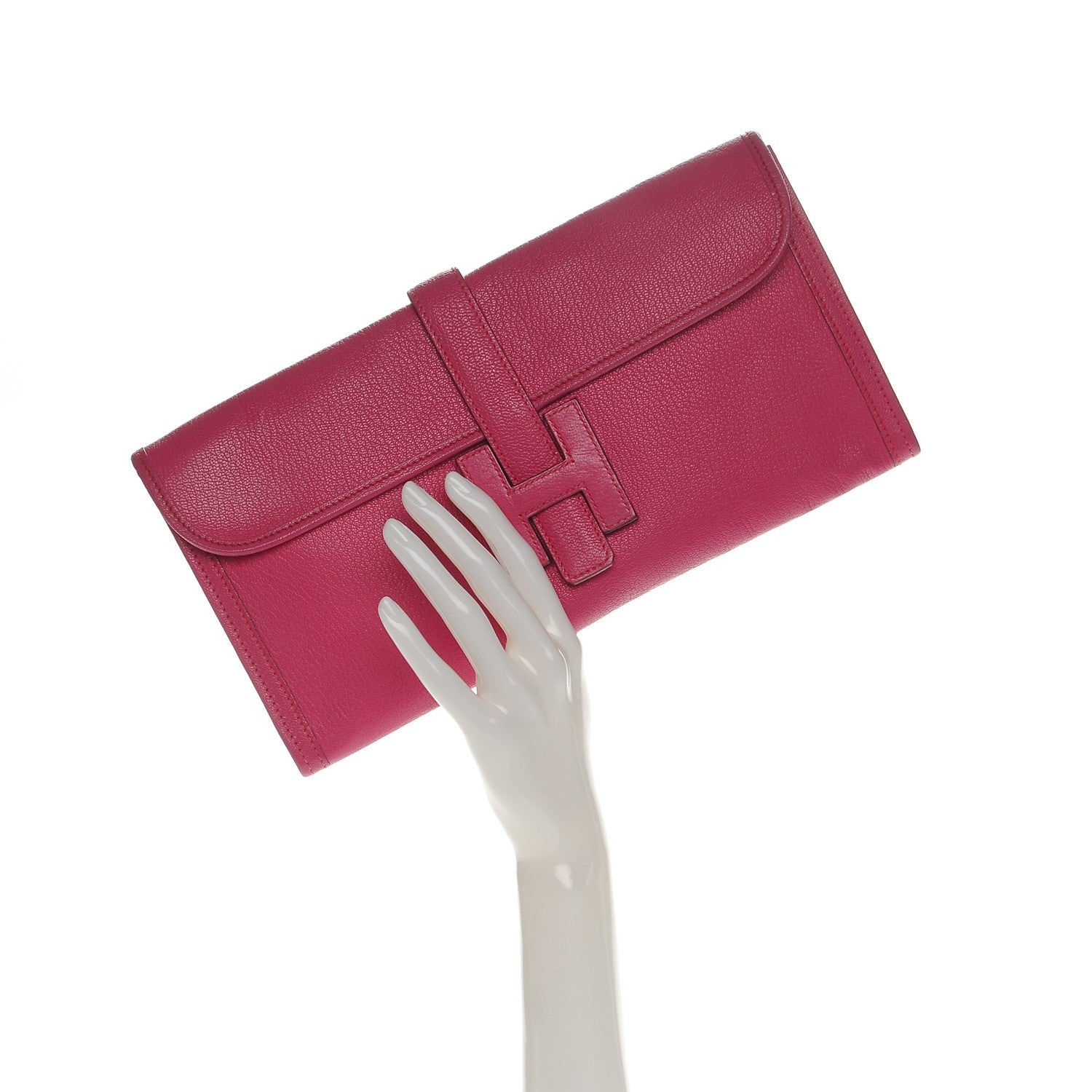 Hermes Chèvre Mysore Jige Elan 29 Clutch Rose Shocking 2 of 8