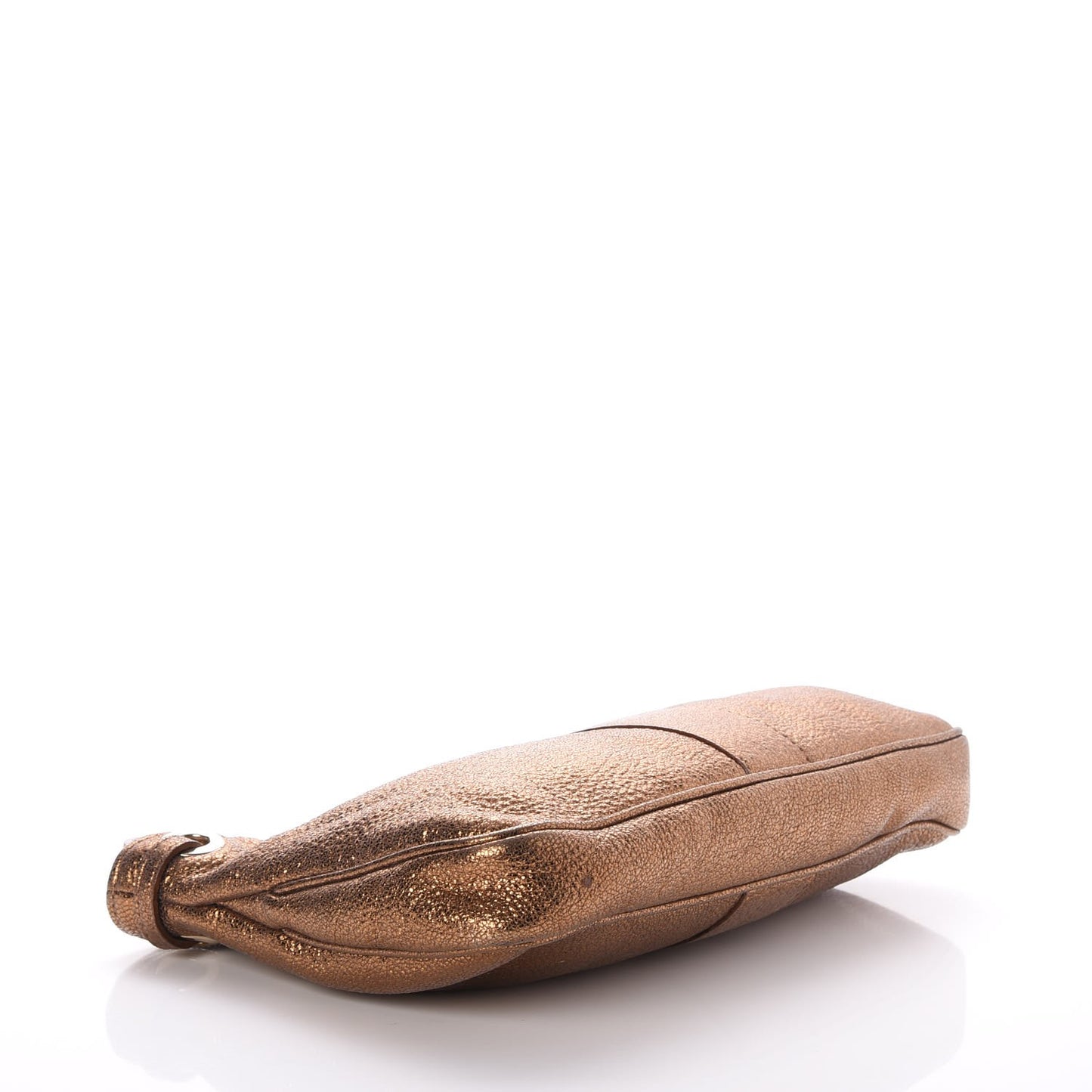 Metallic Grainy Calfskin Reed Clutch Bronze