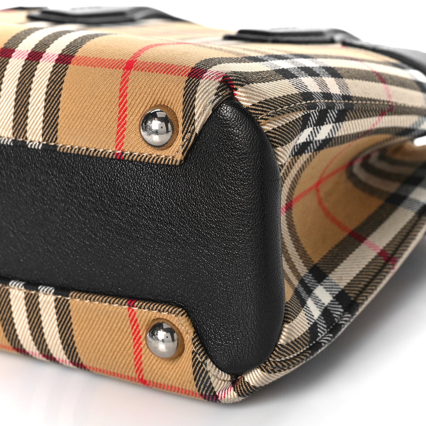 Goatskin Vintage Check Small Banner Tote Black