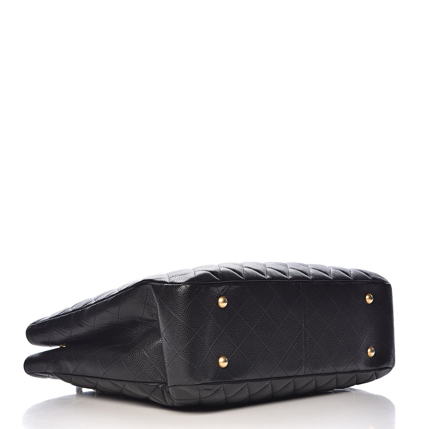 Caviar Quilted Large Shopping Tote Black