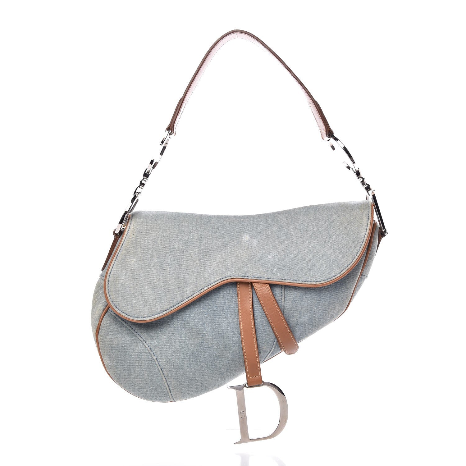 Christian Dior Denim Calfskin Saddle Bag Blue 1 of 12