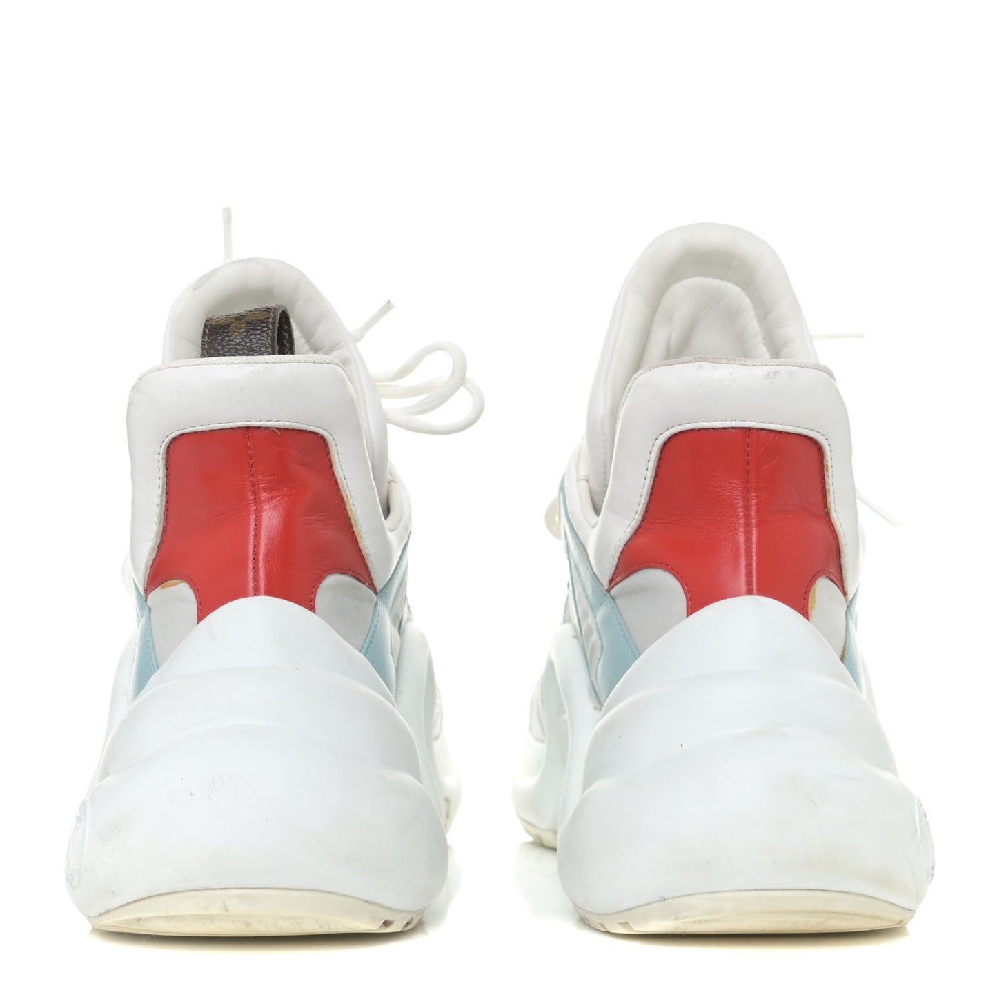 Calfskin Technical Nylon LV Archlight Sneakers 38.5 White Blue Gris