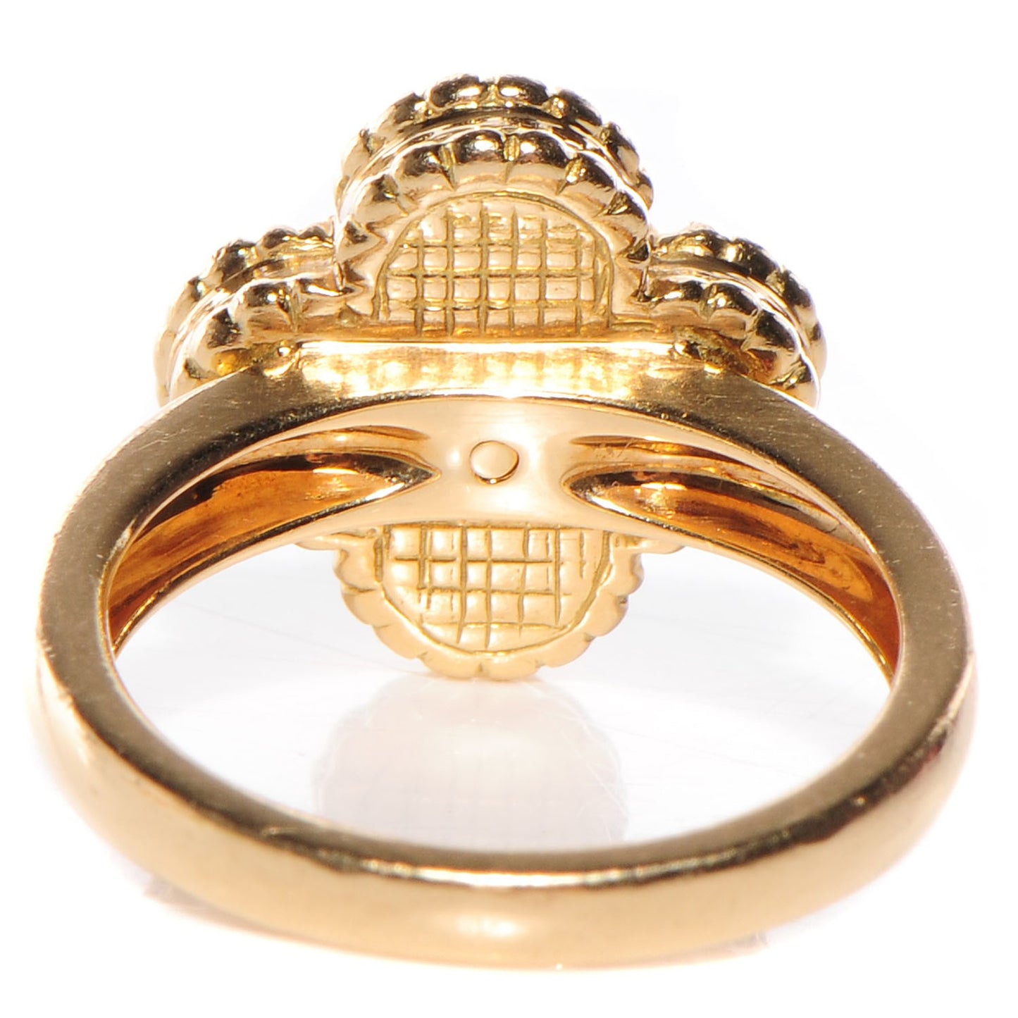 18K Yellow Gold Diamond Tiger's Eye Vintage Alhambra Ring 51 5.75
